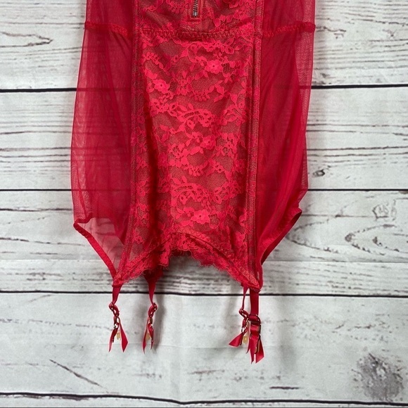 VICTORIA'S Secret red lace push-up corset body suite Sz 36C - Picture 4 of 8